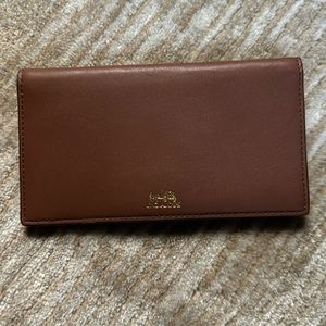 Coach Brown Leather Check Book Cover